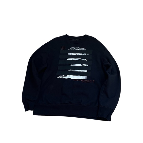 Diesel Black Graphic Sweatshirt | Size XL | Red & White Accents | 100% Cotton | - Picture 5 of 9